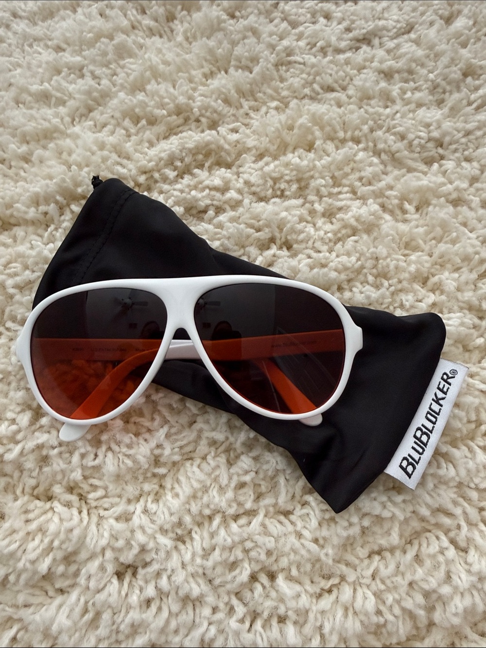 Blublocker White Frame Sunglasses with Orange Lenses for Women
